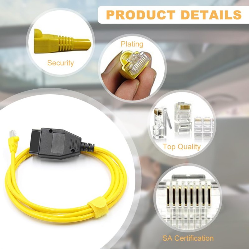 Yellow Cable 2M Data Line 12V RJ45 Adapter Ethernet to