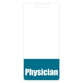 Physician Badge Buddy (Teal) - Vertical Heavy Duty Badge Tags for Doctors - Double Sided Badge Identification Card