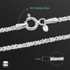 Amberta 925 Sterling Silver 2 mm Snow/Rock Chain Bracelet Length