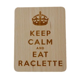 'Pack of 8 Raclette Mat Raclette Beech Wood/with Laser Engraving "Keep Calm and Eat 100X80X7 MM