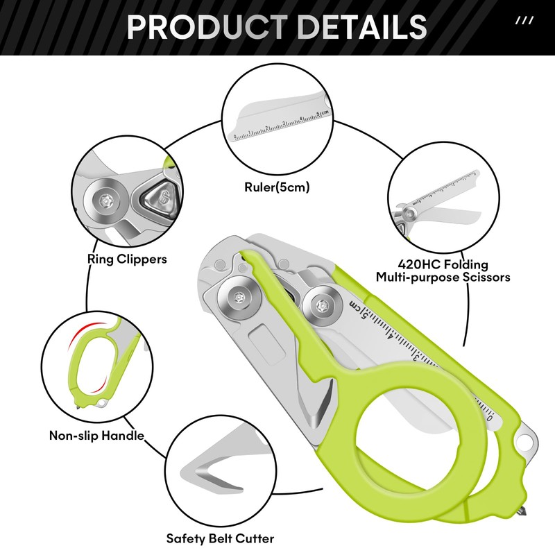 Emergency Shears with Strap Cutter and Glass Breaker Stainless Steel