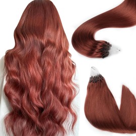 Microlink Hair Extensions Human Hair 50g 16inch(#32) Reddish Brown Micro Link Hair Extensions Human Hair Microbead Hair Extensions Microloop Hair Extensions Human Hair For Women