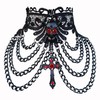 Women's Black Lace Choker Necklace – Adjustable Gothic Skull Cross