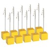 XINGYHENG 10pcs Place Card Holder Wood Cube Base Desktop Picture Clips Memo Notes Clips Holder Stand with Alligator Clip Clasp for Home Office Picture Memo Paper Note Postcards Display (Yellow)
