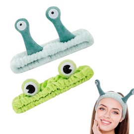 Cosmetic Hair Band, 2 Pieces Face Wash Headband, Elastic Snail Headband, Hair Band, Hair Band, Cosmetic Frog, Coral Fleece Hair Bands, Elastic Make Up Headbands for Women, Girls