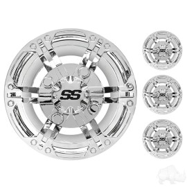 RHOX Yamaha Ezgo Club Car Golf Cart Wheel Cover Hub Cap Daytona Chrome 8" Set 4