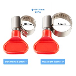 20 Pcs Worm Gear Hose Clamps10-16mm Adjustable Range Small Beer Line Clamps Bulk Stainless Steel Worm Gear Hose Clamp with Plastic Handle for Home Brewing Beer Line Pipe Plumbing Mechanical