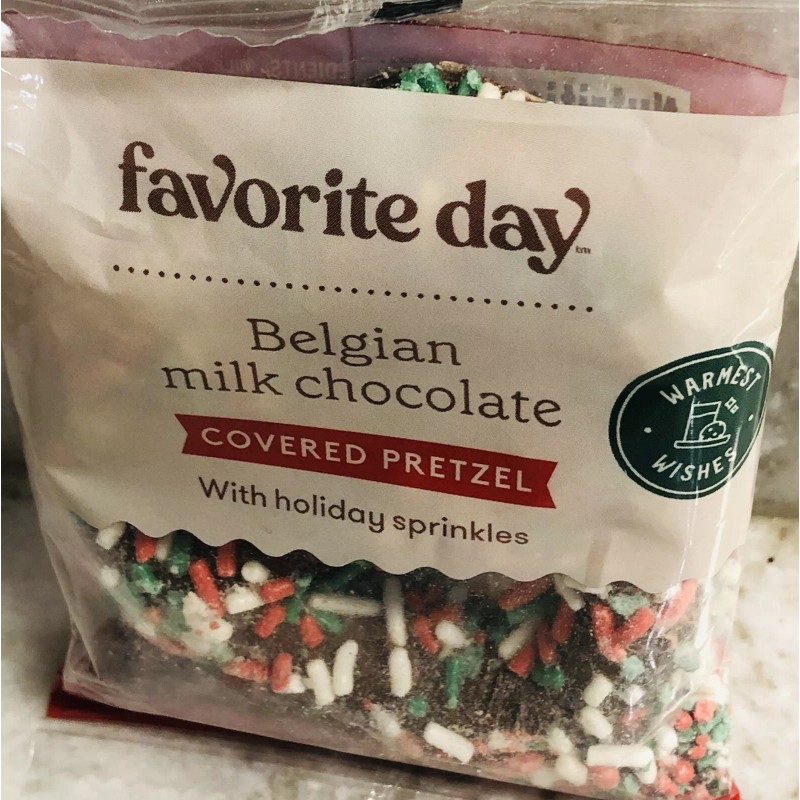 Favorite Day Target-Belgian Milk Chocolate Covered Pretzel W/Holiday Sprinkles. 1.oz/28gm.