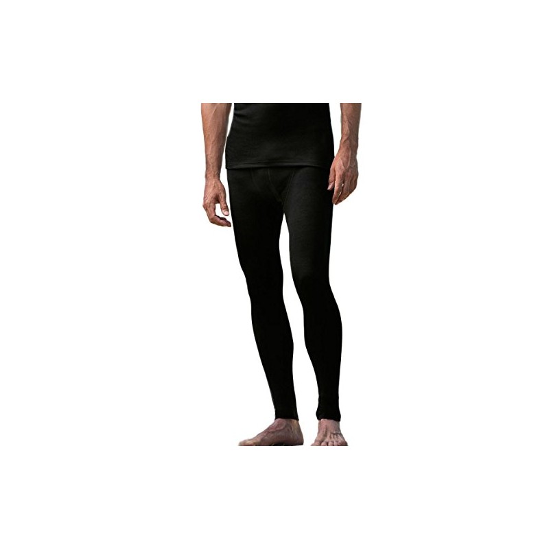 Men´s Leggings, Organic Virgin Wool and Silk, Black, Size: Medium