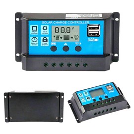 Y&H 20A 12V/24V Solar Charge Controller Solar Panel Controller Intelligent Regulator with Dual USB Port 5V Light Timer Control LCD Display