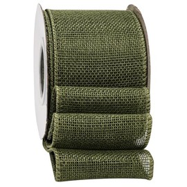 SDZMDL Burlap Wired Ribbon 2-1/2 Inch, Solid Ribbon with Wire Edge for Party Decoration, Big Bow, Outdoor Wreath, Gift Wrapping, 10 Yards/Roll.（Moss Green）