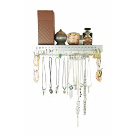 Mango Steam Wall-mounted Jewelry Organizer Shelf (17 Inch, Silver)