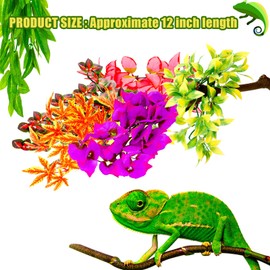 6 Pieces Reptile Plants Artificial Reptiles Terrarium Leaves Plastic Hanging Terrarium Plants Plastic Reptile Habitats Plant Decorations with Suction Cups for Hermit Crab Lizards Geckos Snake