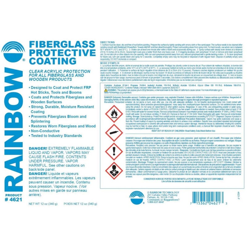 Rainbow 4621 - Fiberglass Protective Coating Sealer Spray - Fiberglass