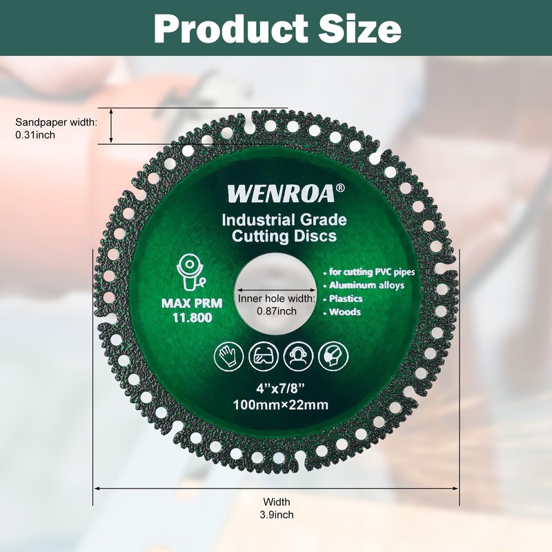 WENORA 5Pcs 4 Inch Indestructible Disc for Grinder, Cutting Discs