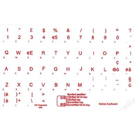 Online-Welcome Italian Keyboard Sticker RED Letters ON Transparent Background