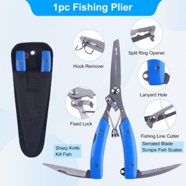 Fishing Crimping Pliers + 500pcs Fishing Crimp Sleeves Kit, Multifunctional Fishing Pliers Tool with Aluminum Single Barrel Crimping Loop Sleeve Crimping Kit
