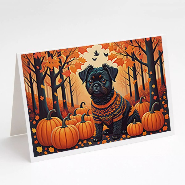 Affenpinscher Fall Greeting Cards and Envelopes Pack of 8 DAC1001GCA7P