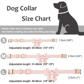 Ewinoom Bowtie Dog Collar Adjustable Soft Collars with Detachable Bow Tie and Metal Buckle for Female Small Medium Large Dogs,Baby Pink,Small