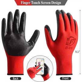 Ruiyang 24 Pairs Red And Black Worker Gloves Handling Safety Work Gloves General handling, Builders Construction, Engineering, Maintenance, Material Handling, Packing Warehouse (Large)