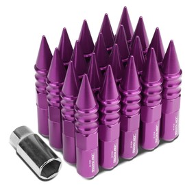DNA MOTORING LN-ZTL-9029-15-PP 20Pcs M12 x 1.5 Open/Closed End Wheel Lug Nuts +1 X Deep Drive Extension, 20mm OD/123mm H, Purple