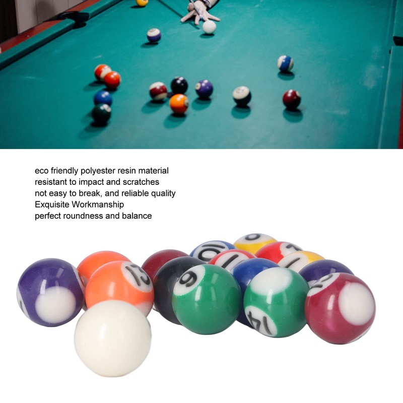 Mini Pool Ball, Complete 16 Balls Set with Cue Ball,