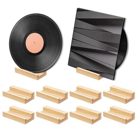 twinklemon 8PCS Vinyl Record Shelf Wall Mount Album Record Holder Wall Wooden Floating Shelves Small Wall Record Holder Display Shelf for Bedroom Living Room Home Decor