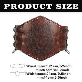PEKVU Medieval Viking Wide Belt Faux Leather Armor Knight Corset Belt for LARP Christmas Gifts Costume (Embossed belt - brown)