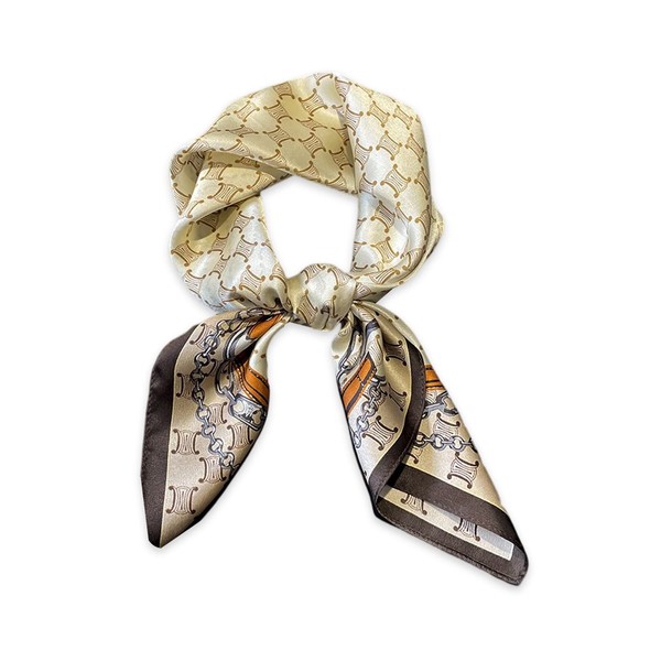 LumiSyne Women's Square Silk Scarf 70 x 70 cm Retro
