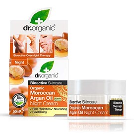 Dr Organic Moroccan Argan Oil Night Cream, Moisturising, Normal & Dry Skin, Natural, Vegan, Cruelty-Free, Paraben & SLS-Free, Plastic Free, Organic, 50ml