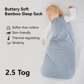 Bamboo Sleep Sack 0-6 Months 2.5 Tog Ultra Soft Baby Wearable Blanket 0-3 Months Sleeping Sack 3-6 Months for Infant Newborn Babies Unisex Girl Boy 2-Way Zipper Breathable Lightweight S