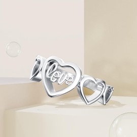SLIACETE Heart Love Ring 925 Sterling Silver Letter 'Love' Heart Ring Anniversary Birthday Valentine's Day Jewelry Gifts for Her Mom Girlfriend Wife，Size 6-8, Size6, Non-Precious Metal, No Gemstone