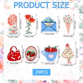 29 Pcs Flower Fairy Iron On Patches Girly Embroidered Patches Cute Sweety Applique Patches Vintage Sew On Patches for Clothes Backpacks Jacket Vest T-Shirt Hats Jeans DIY Crafts