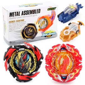 OBEST Battle Spinner Set for Children, Battle Spinner Whirlwind Gyros, Bey Battling Tops Battle Spinner Set with Launcher, Burst Toys Spinning Top Battling Toy Gift for Children (2 Set)