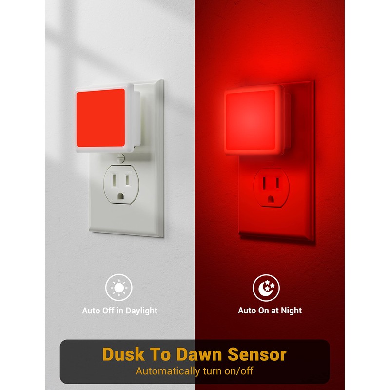 JandCase Red Night Light, Red NightLight[2 Pack],0.3W LED Night Light