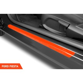 Luxshield Car Door Sill Protector for Ford Fiesta 3-Door 8 (VIII) JH8 I 2017-2023 - Protective Film Car Door Accessories Trim Paint Protection Film Carbon Black