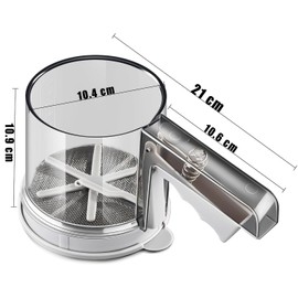 3 Cups Powdered Sugar Shaker, Flour Sifter, Powdered Sugar Mill, Flour Sieve Stainless Steel, Flour Shaker - Double Stainless Steel Sieve for Flour, Almond Powder and Icing Sugar