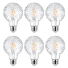 Westinghouse 5268020 5.5 Watt (40 Watt Equivalent) Cut Glass G25 Dimmable Clear Filament LED Light Bulb, Medium Base, 6 Pack
