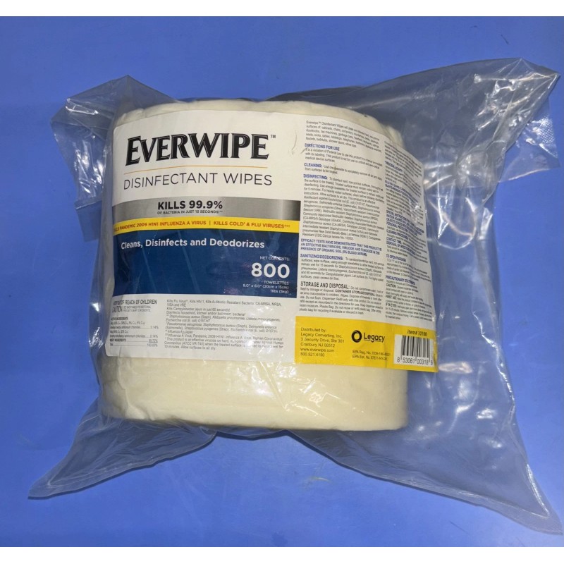 Everwipe Disinfectant Wipes Refill, 800ct- 8.0" X 6.0" Towelettes. SH1