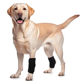 ROZKITCH Dog Leg Protector for Rear Hock Joint or Front Leg Knee, 1 Pair of Dog Leg Compression Wrap Sleeve for Anti Licking Carpal Support Ankle Support Protect Injury Sprain Torn ACL CCL Black L