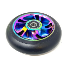Team Dogz Pair Stunt Scooter Wheels 100mm Rainbow Neo Chrome Alloy Core Inc ABEC9 Bearings (2)