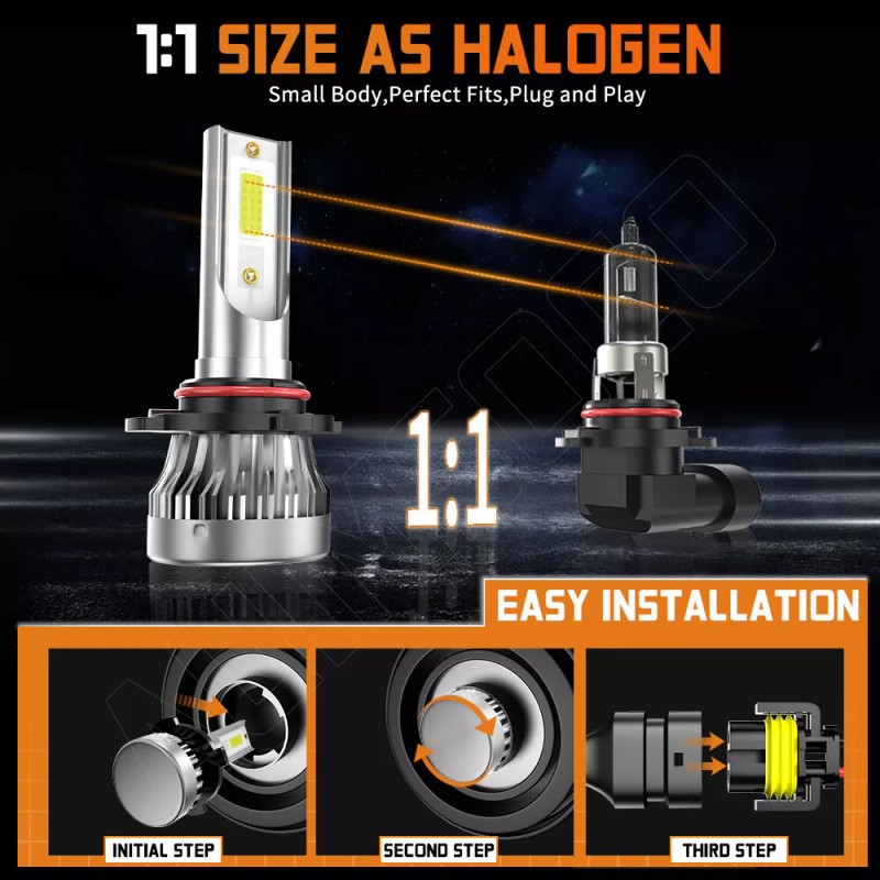 AUIMSOCO 4x 9005 9006 LED Combo Headlight Kit Bulbs 6000K