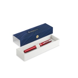 Waterman Allure Fountain Pen | Red Lacquer with Chrome Trim | Fine Nib | Black Ink | Gift Boxed