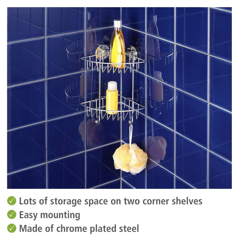 WENKO 20888100 Vacuum-Loc 2-Tier Corner Rack Bari - Fixing Without