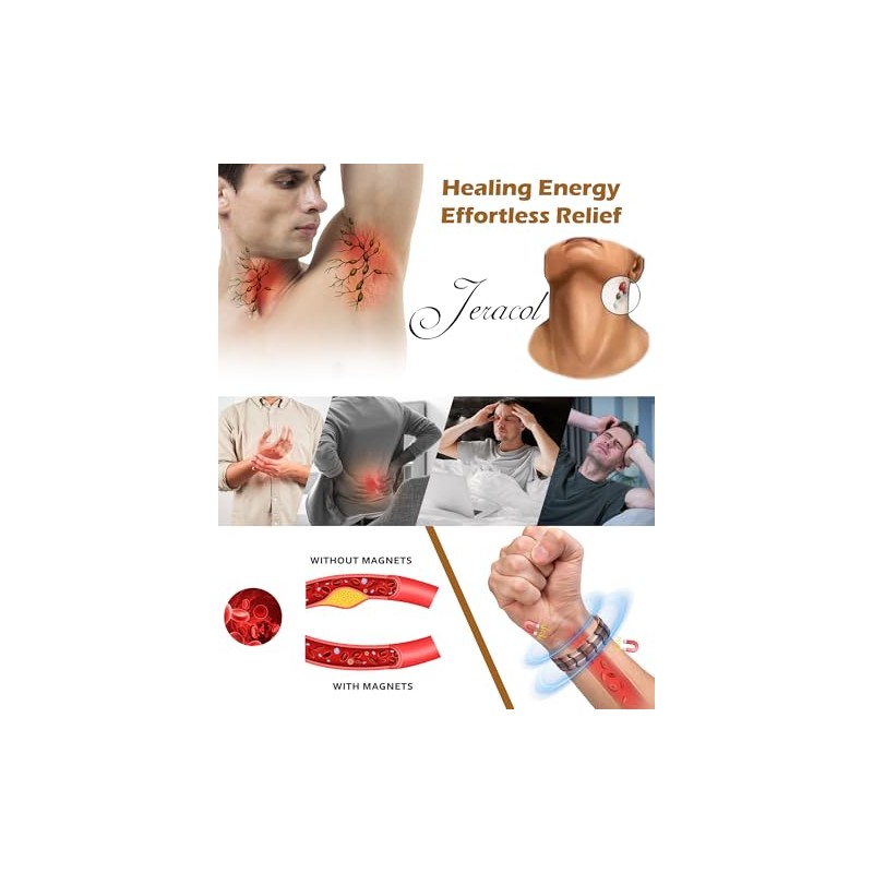 Jeracol Jeracol 99.99% Soild Copper Magnetic Bracelets for Men,3X Ultra