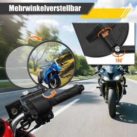 Motorrad Spiegel 2 Stück, Lenkerendenspiegel mit E24 Geprüft, Aluminiumlegierung, 2 Halterungen, 360° Drehbar Runde MotorradSpiegel Kompatibel mit Motorrad, Roller, Scooter, ATV
