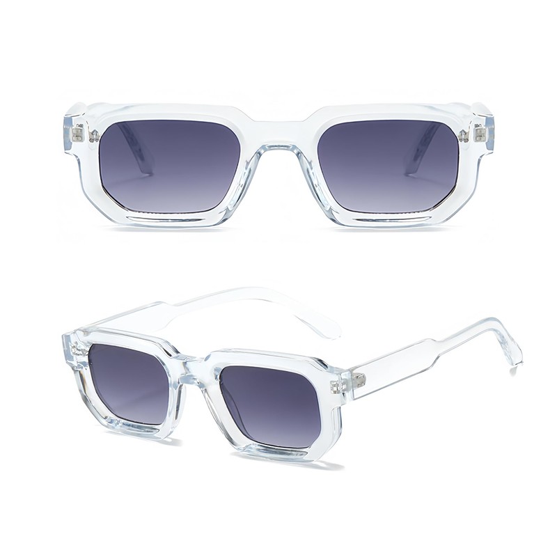 RUNHUIS Vintage Rectangle Sunglasses Women Men Retro Small Square Chunky