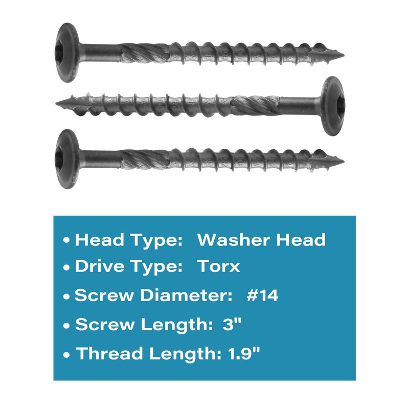#14 x 3 Black IMSCREWS Wood Deck Screws - T30