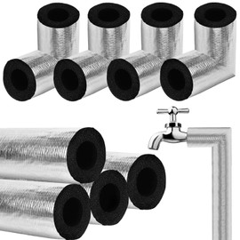 Water Pipe Insulation Foam Tube - 8 Pcs Pipe Insulation with Aluminum Foil, 4pcs Elbow Pipe Insulation & 4pcs Long Water Pipe Covers for Winter, Radiator Cover Water Pipe Freeze Protection(1/2 Inch)