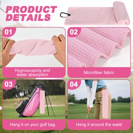 Wynaura 17 Pcs Golf Accessories Kit, Includes Cleaner Brush, Towel, Plastic Tees, Golf Ball Bag with Hook, Ball Marker Divot Tool, Score Counter, Essentials Kit for Women Man Gifts(Pink)